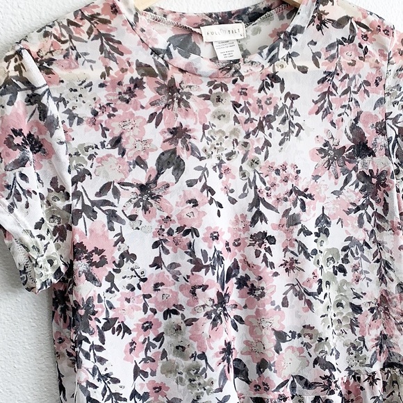 Full Titlt Floral Mesh Peplum Blouse - Picture 3 of 7